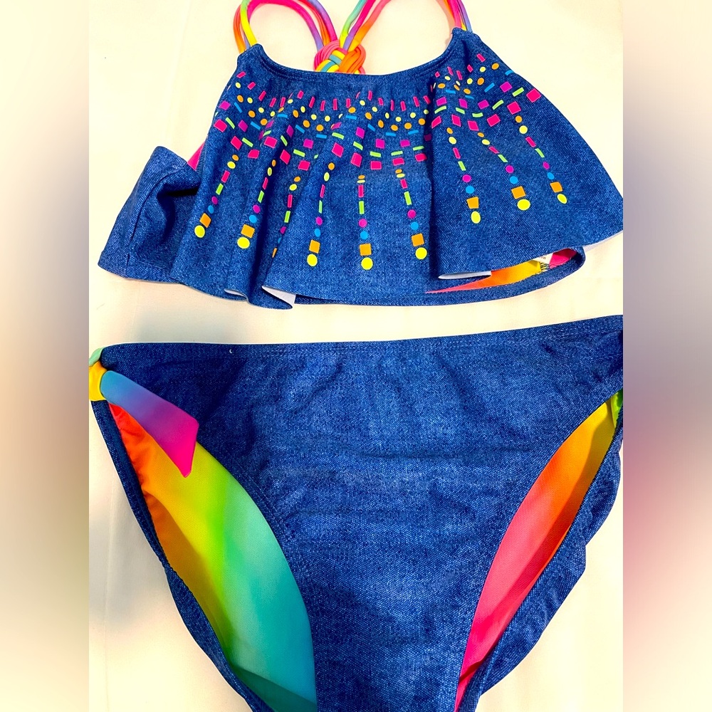 NWT- Girls 2 Piece Swimsuit- size- L (10-12)